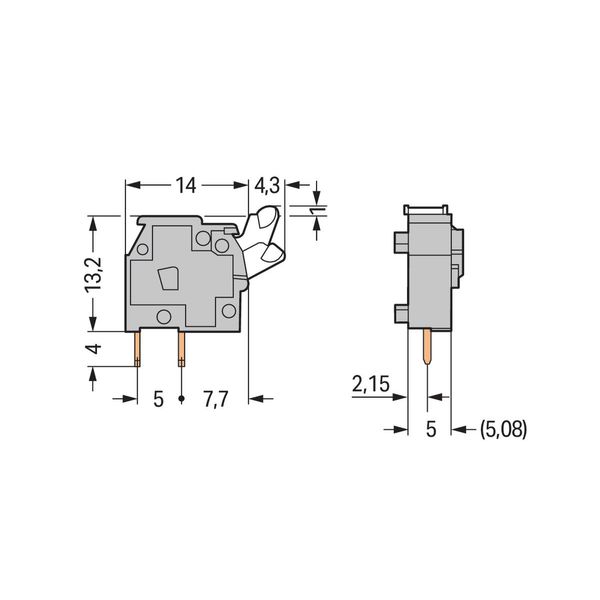 Stackable PCB terminal block push-button 2.5 mm² light gray image 2