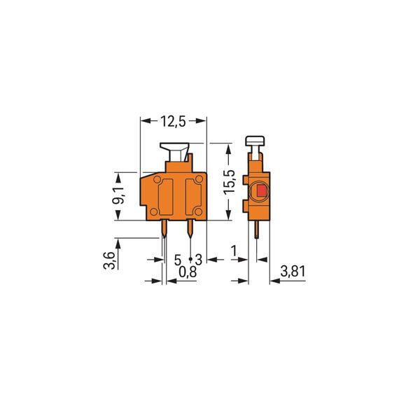 Stackable PCB terminal block push-button 1.5 mm² orange image 2