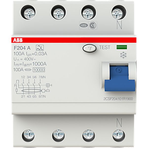 F204 A-100/0.03 Residual Current Circuit Breaker 4P A type 30 mA image 2