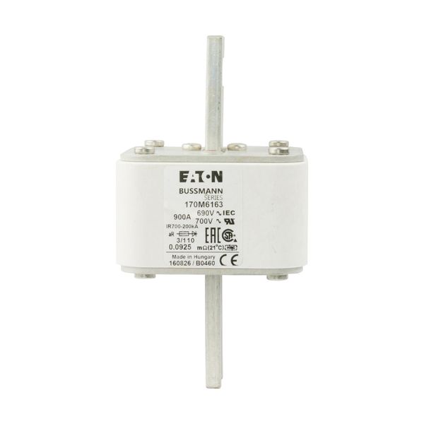 Fuse-link, high speed, 900 A, AC 690 V, DIN 3, 76 x 90 x 139 mm, aR, DIN, IEC, single indicator image 12