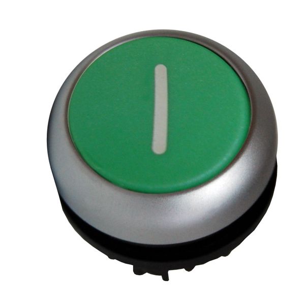 Push-button flat, `Iï, spring-return, green image 1