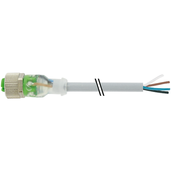 M12 female 0° A-cod. with cable 3LED PUR 4x0.34 gy UL/CSA+drag ch. 40m image 1