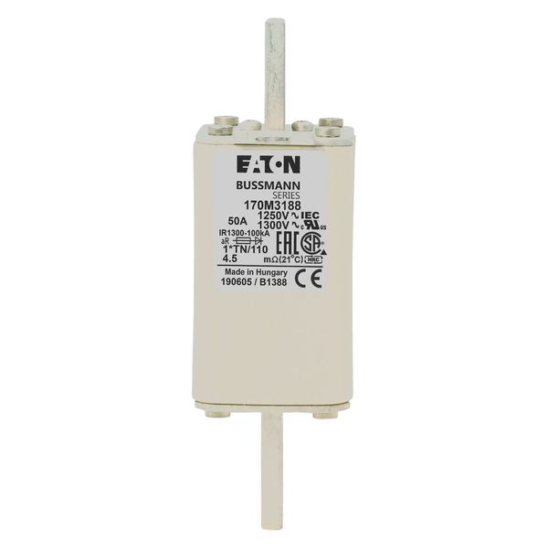 Fuse-link, high speed, 50 A, AC 1250 V, compact size 1, 45 x 58 x 138 mm, aR, DIN, IEC, type T indicator image 14