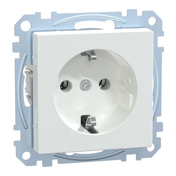 SCHUKO socket, plug-in terminals, active white glossy, System M image 1