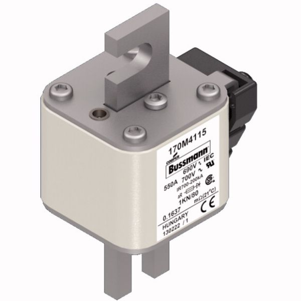 Fuse-link, high speed, 550 A, AC 690 V, DIN 1, 53 x 69 x 108 mm, aR, DIN, IEC, single indicator image 3