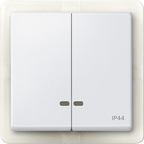 Double rocker with control window IP44, polar white, system M image 1