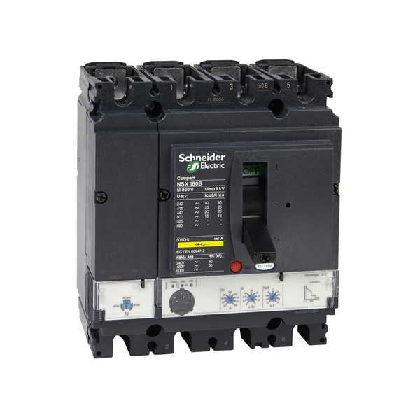 Circuit breaker ComPact NSX160N, 50kA at 415VAC, MicroLogic 2.2 trip unit 40A, 4 poles 4d image 4