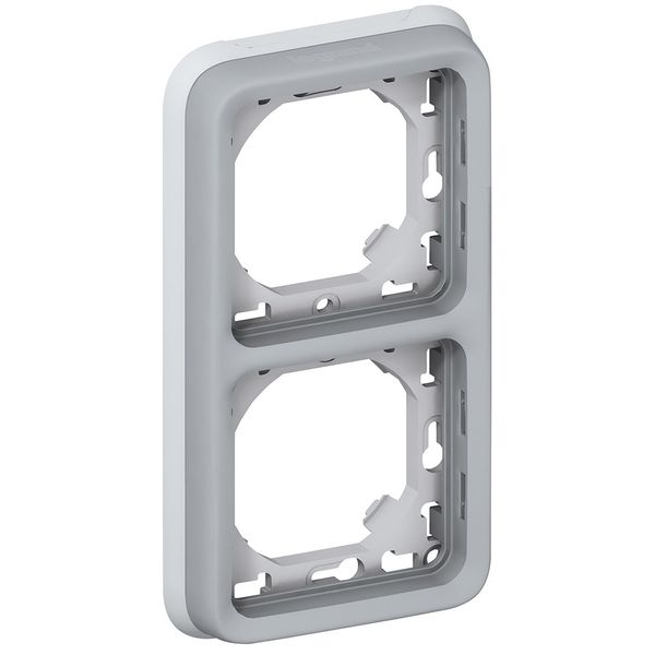 Flush mounting support frame Plexo IP 55 - 2 gang vertical - grey image 1