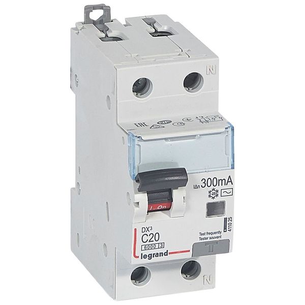 RCBO - DX³ 6000 -10 kA -1P+N-230 V~ -20 A -300 mA -AC type -N right hand image 1