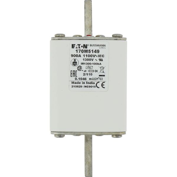 Fuse-link, high speed, 900 A, AC 1100 V, size 2, 61 x 75 x 138 mm, aR, DIN, IEC, single indicator image 17