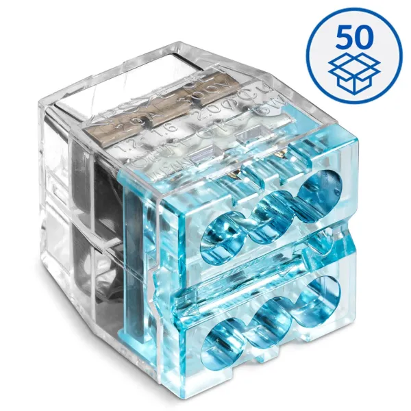 Push-in wire connector SCP6 transparent / blue (box 50 pcs) image 1