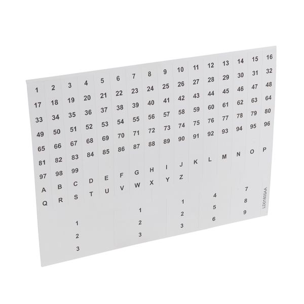 Labeling sheets, pre-perforated, marked with numerals image 1