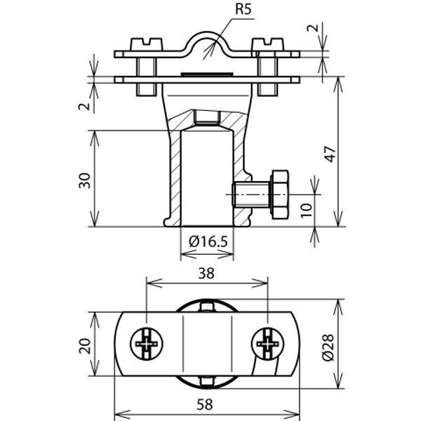 Conductor holder StSt for Rd 7-10 mm with fixing bush ZDC D 16 mm image 2