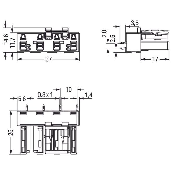 Socket for PCBs straight 4-pole black image 3