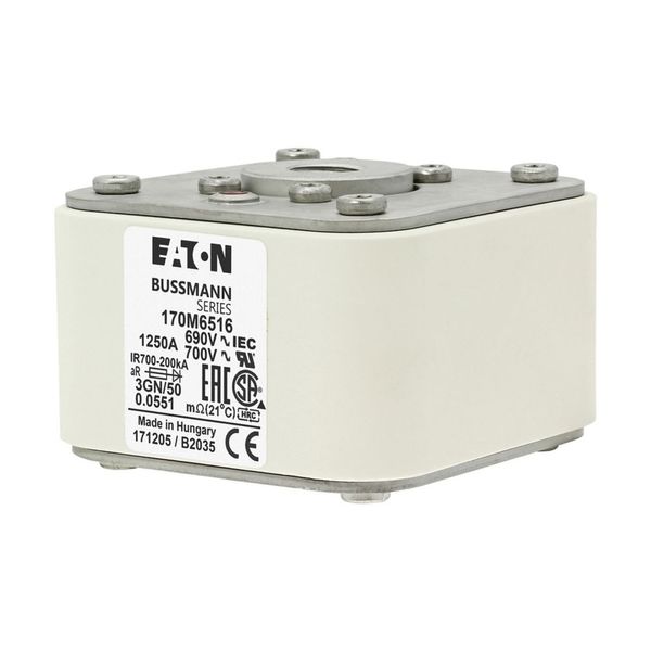 Fuse-link, high speed, 1250 A, AC 690 V, size 3, 76 x 92 x 53 mm, aR, IEC, UL, single indicator image 6