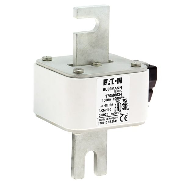 Fuse-link, high speed, 1000 A, AC 1000 V, DIN 3, 74 x 92 x 138 mm, aR, DIN, IEC, single indicator image 5