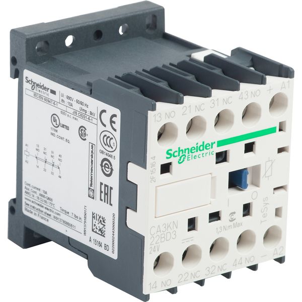 TeSys K control relay, 2NO/2NC, 690V, 24V DC coil,screw clamp connection image 1