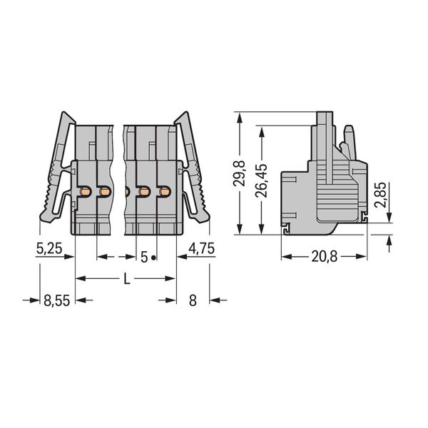 2-conductor female connector Push-in CAGE CLAMP® 2.5 mm² gray image 3