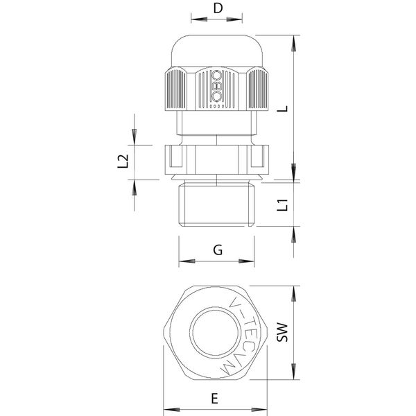 V-TEC VM32 LGR Cable gland fully metric M32 image 2