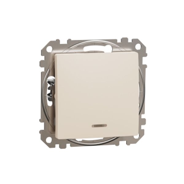 Sedna Design & Elements, 2-Pole switch 16AX Red indicator LED, beige image 3