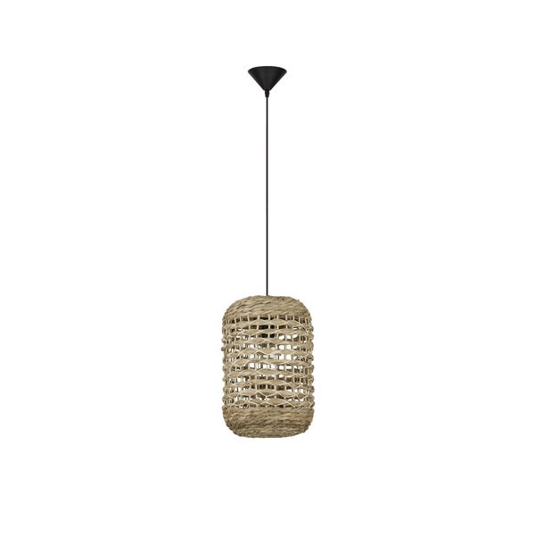 Dried Water Hyacinth   Black Fabric Wire & Base   LED E27 1x12 Watt 230 Volt   IP20 Bulb Excluded  D: 27 H1: 42.5 H2: 185 cm Adjustable height image 1