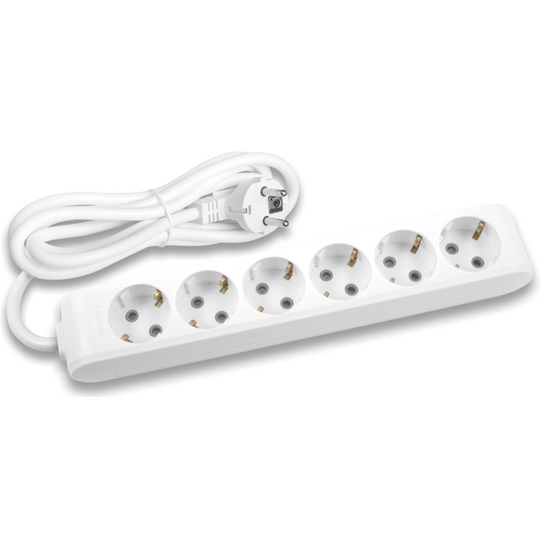 X-tendia White Six Gang Earth Socket with Cable CP 3M image 1