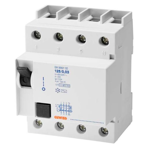 RESIDUAL CURRENT CIRCUIT BREAKER - IDP - 4P 125A TYPE AC INSTANTANEOUS Idn=0,3A - 4 MODULES image 2