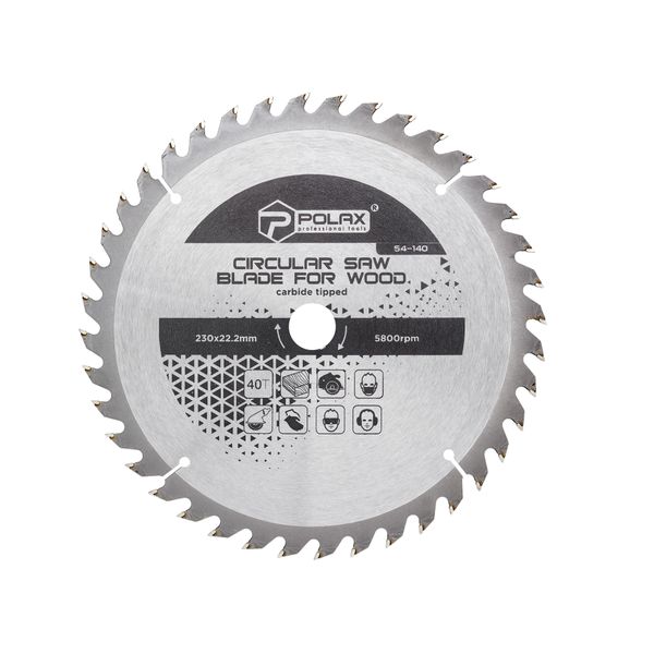 Circular saw blade for wood, carbide tipped 230x22.2/20, 40Т image 1