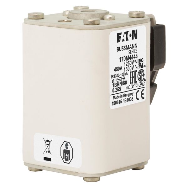 Fuse-link, high speed, 450 A, AC 1250 V, size 1, 53 x 69 x 80 mm, aR, IEC, UL, single indicator image 20