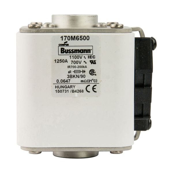 Fuse-link, high speed, 1250 A, AC 1100 V, size 3, 76 x 92 x 83 mm, aR, IEC, UL, single indicator image 2