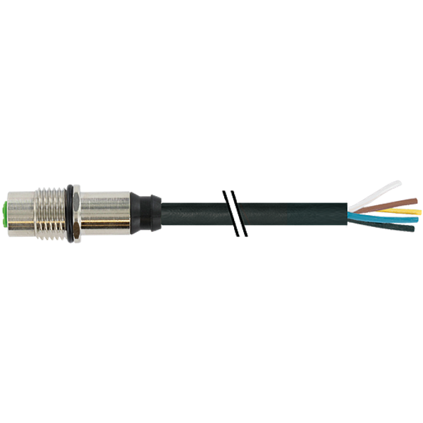 M12 fem. receptacle A-cod. with cable PUR 5x0.34 bk+dragchain 5.0m image 1