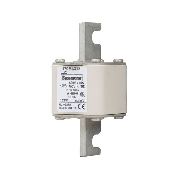 Fuse-link, high speed, 450 A, AC 690 V, size 1, 53 x 69 x 111 mm, aR, IEC, single indicator image 8