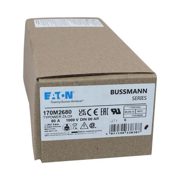 Fuse-link, high speed, 80 A, AC 1000 V, DIN 00, aR, DIN, IEC, single indicator, live gripping lugs image 13