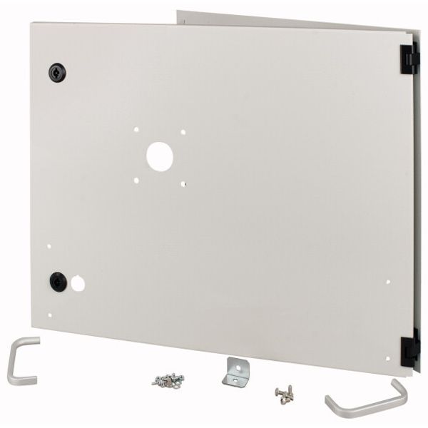 Opening metal front plate for drawer, NZM, closed, H=450mm, IP55, grey image 1