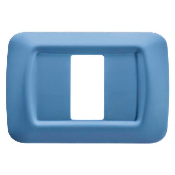 TOP SYSTEM PLATE - IN TECHNOPOLYMER GLOSS FINISHING - 1 GANG - SKY BLUE - SYSTEM image 2