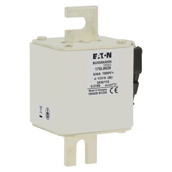 Fuse-link, high speed, 630 A, AC 1000 V, Size 3, 74 x 92 x 141 mm, aR, IEC, single indicator image 9