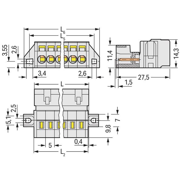 1-conductor male connector CAGE CLAMP® 2.5 mm² light gray image 3