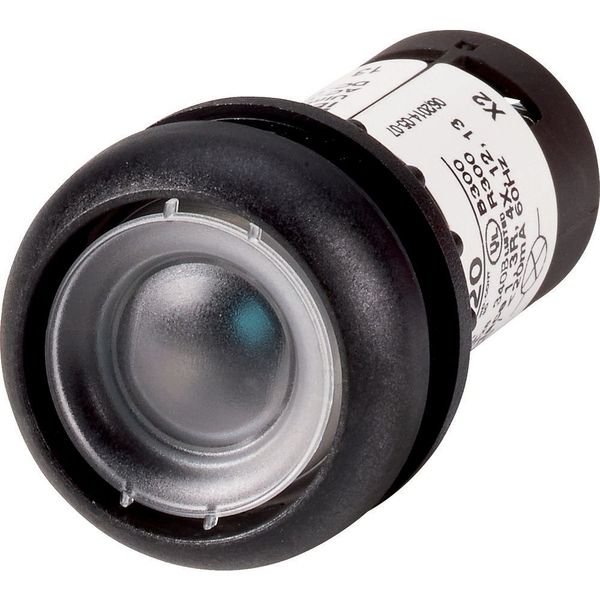 Illuminated pushbutton actuator, Flat, momentary, 1 N/O, Screw connection, LED white, Without button plate, 230 V AC, Bezel: black image 3