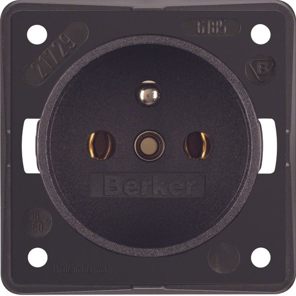 Socket outlet w. earthing pin, screw terminals, Int. module inserts, b image 1