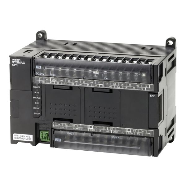 PLC, 24 VDC supply, 24 x 24 VDC inputs, 16 x PNP outputs 0.3 A, 2 x an CP1W9218E image 4