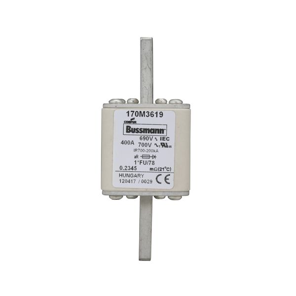 Fuse-link, high speed, 400 A, AC 690 V, compact size 1, 45 x 45 x 110 mm, aR, IEC, UL image 11