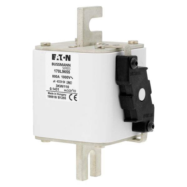 Fuse-link, high speed, 800 A, AC 1000 V, Size 3, 74 x 92 x 141 mm, aR, DIN, IEC, single indicator image 12