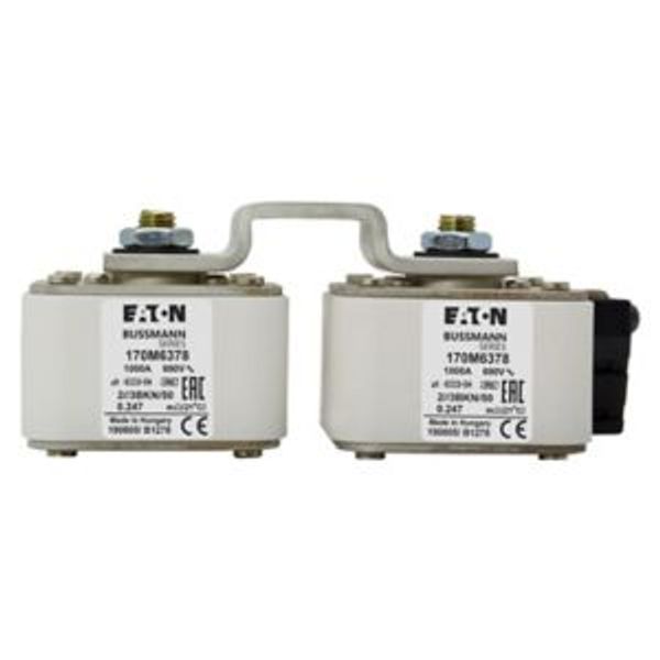 Fuse-link, high speed, 1000 A, AC 690 V, 2 x size 3, 74 x 177 x 72 mm, aR, IEC, single indicator image 4