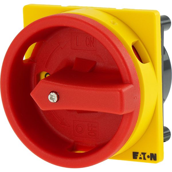 Main switch, P3, 63 A, rear mounting, 3 pole, Emergency switching off function, With red rotary handle and yellow locking ring, Lockable in the 0 (Off image 20