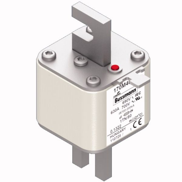 Fuse-link, high speed, 630 A, AC 690 V, DIN 1, 53 x 66 x 108 mm, aR, DIN, IEC, single indicator image 3