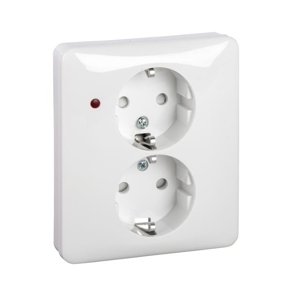 Exxact double socket-outlet with LED indication earthed screw white image 3