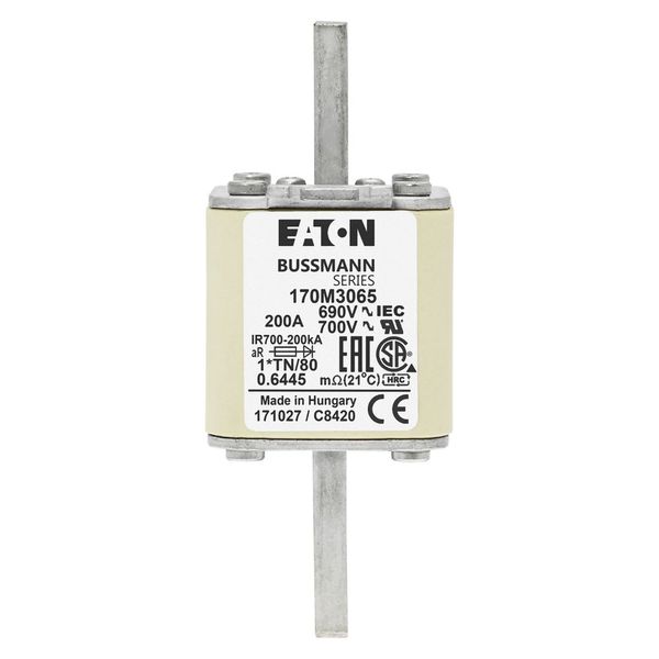 Fuse-link, high speed, 200 A, AC 690 V, compact DIN 1, 45 x 58 x 104 mm, aR, DIN, IEC, single indicator image 6