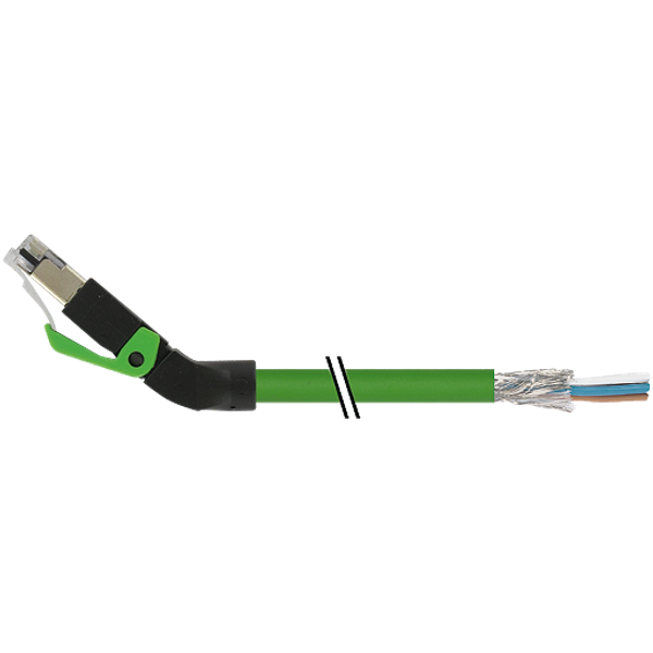 RJ45 male 45° up with cable PUR 1x4xAWG22 shielded gn+drag-ch 10m image 1