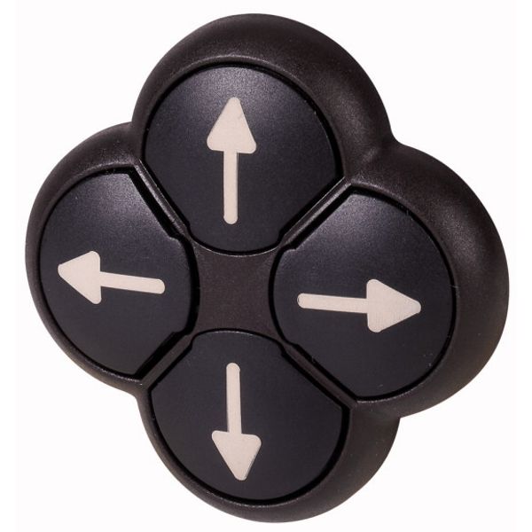 Position pushbutton, RMQ-Titan, Actuators non-flush, momentary, black, 4-fold, opposing pushbuttons not mechanically interlocked, Bezel: black, arrow image 1