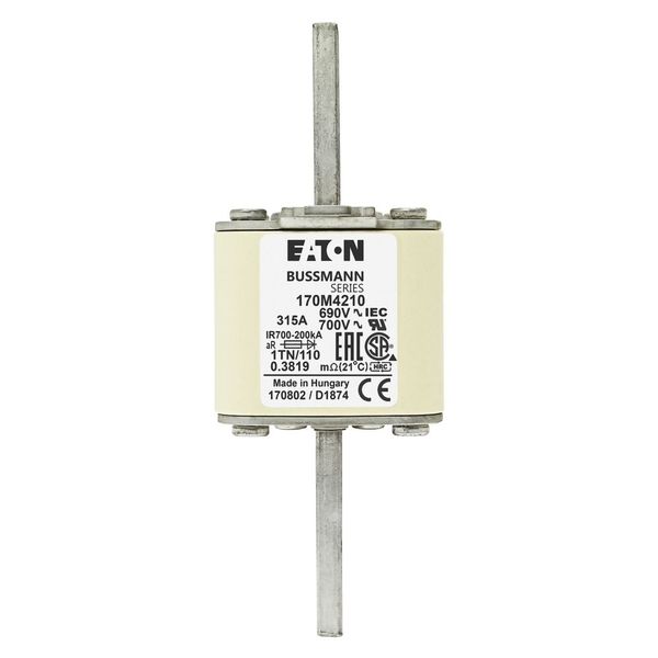 Fuse-link, high speed, 315 A, AC 690 V, DIN 1, 53 x 66 x 138 mm, aR, DIN, IEC, type T indicator image 6